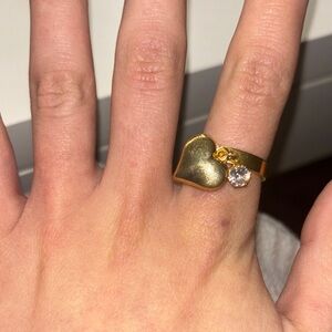 Gold Heart Ring with Crystal Accent